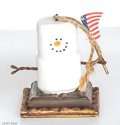 Patriotic Smores Snowman Christmas Ornament W/US Flag Midwest Of Cannon Falls • $7.99