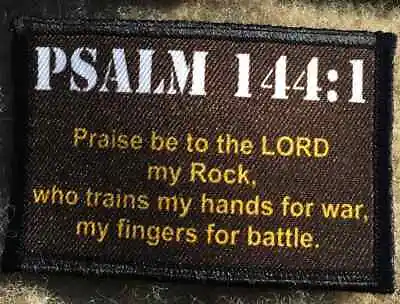 Psalm 144:1 Religious Morale Patch Military Tactical Army Flag USA Hook Badge • $7.89