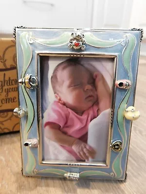 NEW With TAGS! BRIGHTON Silver Blue & Green Enamel Baby Love Picture Frame • $11.99