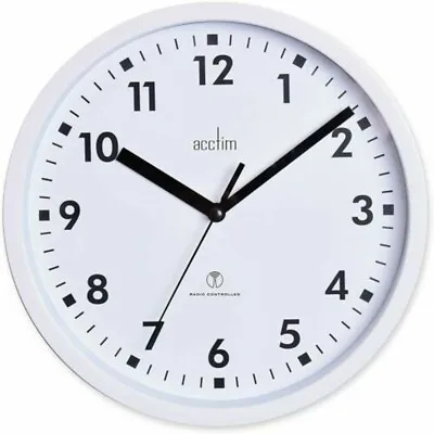 Easy Read Clear White Radio Controlled Acctim  Kitchen / Office 20cm Wall Clock • £18.50