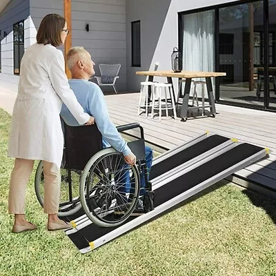 Koreyosh 7ft Portable Wheelchair Ramp Aluminum Alloy Non-Skid Threshold Utility • $169.99