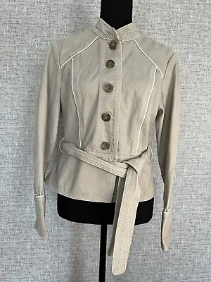 Mossimo Khaki Womens Blazer Jacket SZ L Jacket Coat 100% Cotton With Belt • $18.99