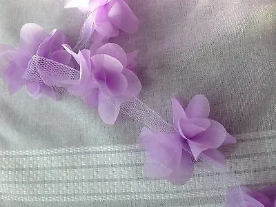 3 D Chiffon Flower Petals Trim  Lace Sewing Craft Assorted Colours • £5.07