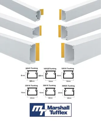 6 METRES Self Adhesive Cable Trunking Wire Conduit Tidy Plastic Cover White  • £19.99