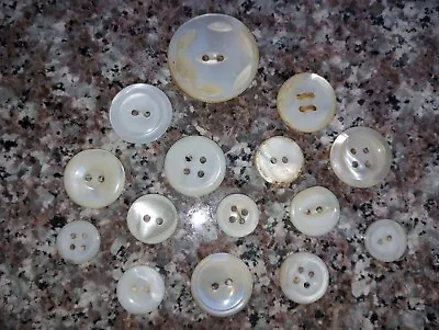 Mixed Lot Of 15 Primitive Antique/ Vintage Buttons Mother Of Pearl Craft • $14.75