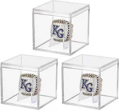 Championship Ring Display Case Clear Acrylic Display Case Mini Baseball 3 Pack  • $10.98