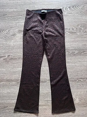 New Zara Black Cheetah Print Slim Pants Womens S Trouser Flared • $16.48