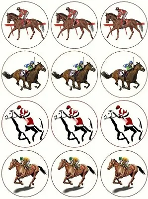 24 Horse Racing Theme Cake Toppers Edible Party Decorations • £2.25