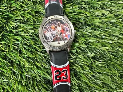 Michael Jordan Watch Wrist Chicago Bulls Wilson Leather Band Jersey VTG • $27.99