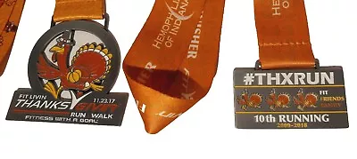 Lot Of 2 Thanksgiving Fit Livin Walk Thxrun Fitness Marathon Medal Medallion  • $12.99