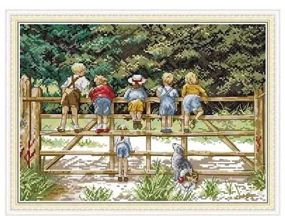 £13 • Buy Children Climbing The Fence Cross Stitch Kit 14ct