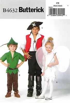 Butterick Sewing Pattern 4632 Boys Girls 3-6 Peter Pan Tinkerbell Pirate Costume • $14.95