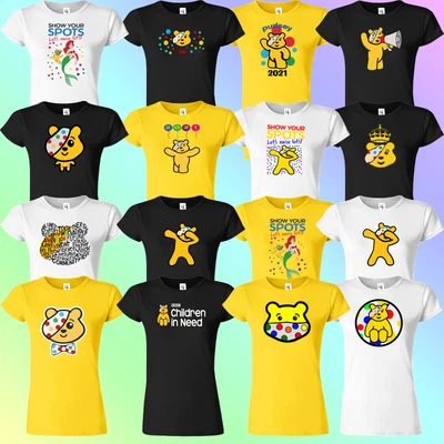£11.99 • Buy Children In Need Pudsey Spotty Bear Ladies T-shirt Charity Dotted Top Tshirt