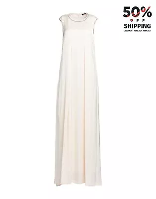 RRP€510 PESERICO Maxi Long Dress IT42 US6 UK10 M Ivory Lined Made In Italy • £69.99