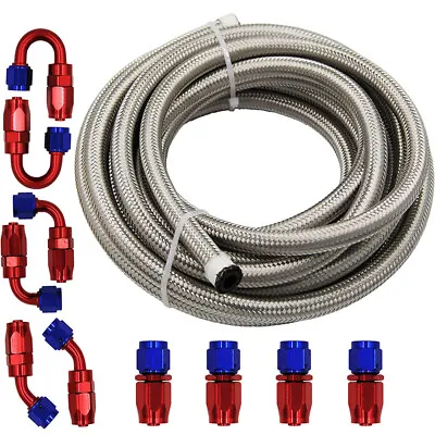 20FT 8AN 1/2 Nylon Braided Fuel Line Kits W/ Oil/Gas/Fuel Hose Fittings Adapter • $56.71