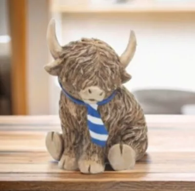 Highland Cow In A Blue And White Striped Tie Ornament • £7.49