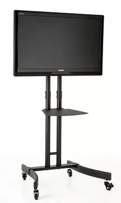 £57.95 • Buy Mobile Trolley Display Cart, Tall TV Stand With Bracket On Wheels + AV Shelf 