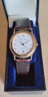 1990s Mappin & Webb 18ct Gold Plated Swiss Made Quartz Date 28mm Ladies Watch • £54.50