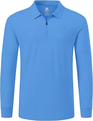 Men'S Long Sleeve Golf Shirt Quarter Zip Sport Polo Shirt Athletic Fit • $36.08