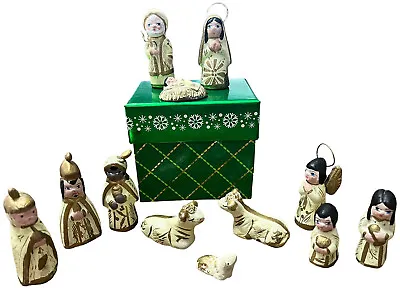 Mexican Pottery Folk Art Nativity Creche Figurine Nativity Set See Pictures • $16.88