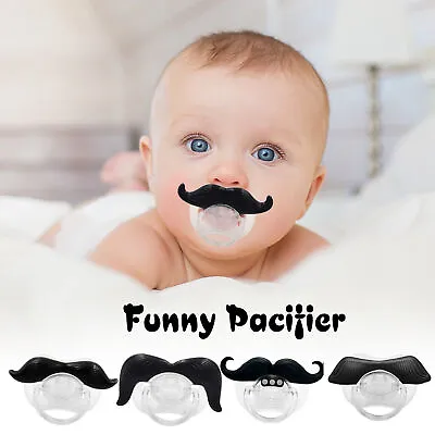 Funny Moustache Dummy Dummies Pacifier Novelty Baby Child Soother Lips Joke • $7.18