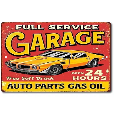 Tin Sign Metal Full Service Garage Vintage Man Cave Retro Style Wall Shop • $13.95