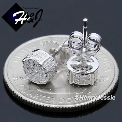 Men Women 925 Sterling Silver Icy Cz 6mm 3d Round Push Back Stud Earring*e179 • $19.99