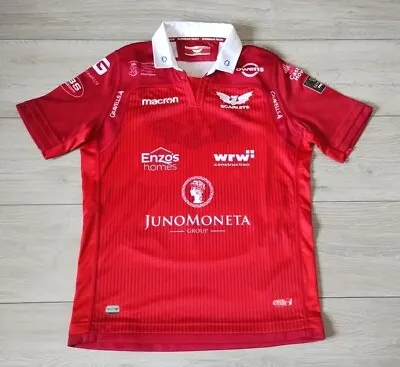 Llanelli Scarlets Rugby Home Shirt 2018/2019 Macron XL JR / Small Jersey Top D3M • £19.99