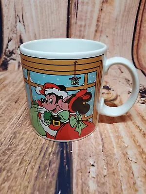 Vintage 1988 WALT DISNEY Applause Christmas 12oz. Coffee Mug Cup Mickey Minnie  • $18