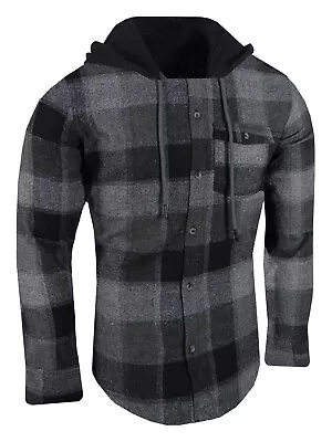 Plaid Flannel Shirt Hoodie Mens Lightweight Button Up Pocket No Lining Slim Fit • $10.95