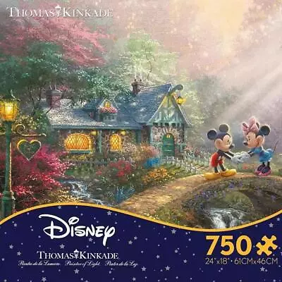 Thomas Kinkade Disney 750pc Puzzle - Mickey & Minnie Sweetheart Bridge • $32.95