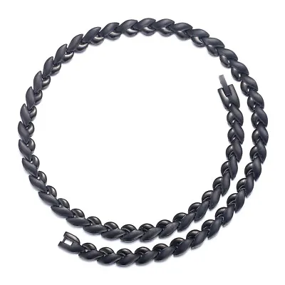 Men Punk Black Titanium Steel 4 Elements Magnetic Chain Necklace Valentines Gift • $33.99