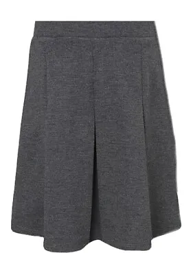 £5.95 • Buy Girls Grey Jersey  School Skirt Ex Ge@rge  Pull On Knee Length Box Pleat Skirt