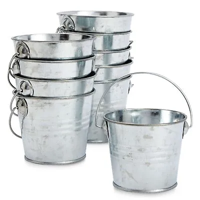 10 Pack Small Metal Buckets For Party Favors Tiny 3  Silver Pails For Crafts • $18.99