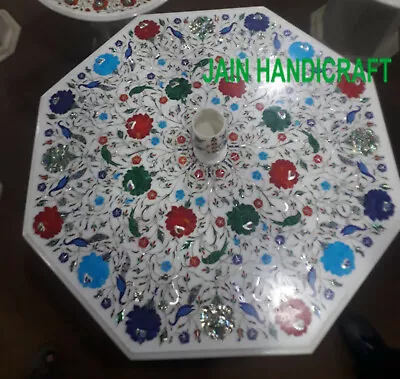 26  White Marble Table Top Stone Inlay Pietra Dura​ Home Decor Handmade Peacock • $1388