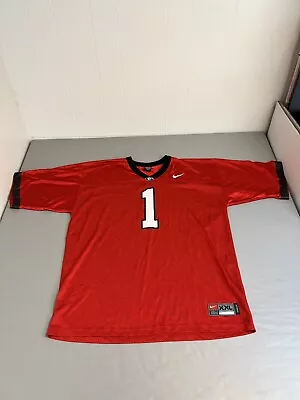 VTG Nike UGA University Of Georgia Football Bulldogs Jersey Mens XXL 2XL Red #1 • $26.95