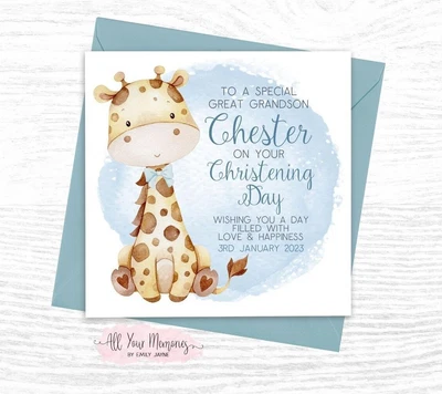 £3.99 • Buy Personalised Christening Card - Son/Grandson/Godson/Nephew/Little Boy/Brother