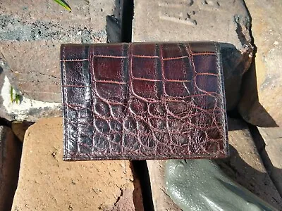 Wild Alligator Tri Fold Short Wallet Gator Swamp Skin Leather Hide Rust Brn FB36 • $225