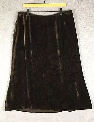 Lauren Ralph Lauren Maxi Skirt Women 20W Velvet Silk Blend Lined Side Zip Floral • $40