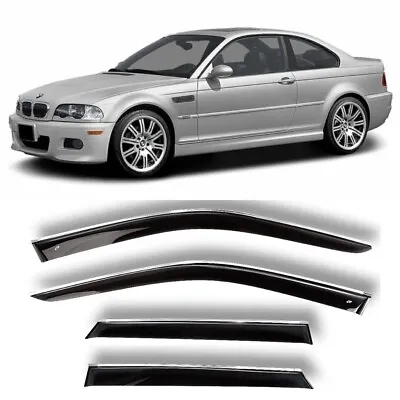 Window Visors Deflectors Black With Chrome Strip For BMW 3 E46 Coupe 1999-2006 • $129