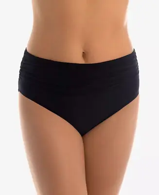 NEW Magicsuit Ruched Bikini Black Bottoms High Rise Tummy Slimming Size 16 NWT • $29.32