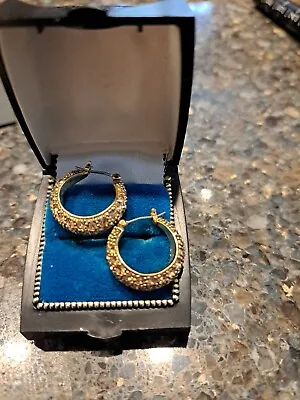 Vtg Monet Crystal Hoop Earrings Gold Pierced Chunky Signed • $15
