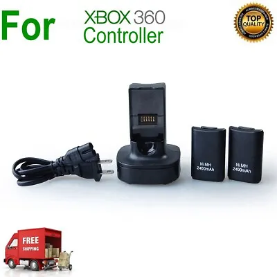 Dual Battery Charger Charging Station Dock + 2x Battery For XBOX 360 Controller • $12.95