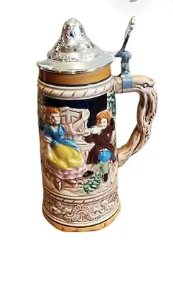 German Styled Beer Stein With Lid Music Box Inside 9  Tall Japan • $11.99