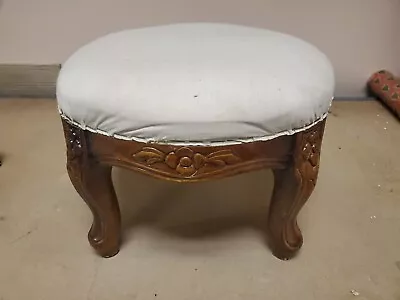 Antique Foot Stool  Wood 12.5in Round X 9 1/2 In Tall • $49.99