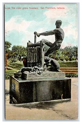 Cider Press Fountain San Francisco CA California 1911 DB Postcard W5 • $2.95