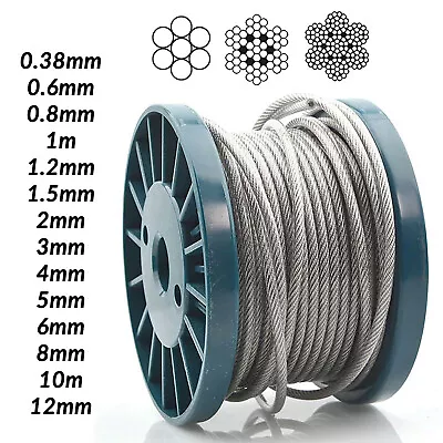 304 Stainless Steel Wire Rope Cable 7x7 7x19 PVC Plastic Coated 1/32  - 1/2  • $35.29