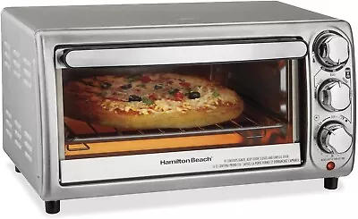 4 Slice Toaster Oven Stainless Steel Countertop Toast Bake Broil 1100W Timer • $46.99