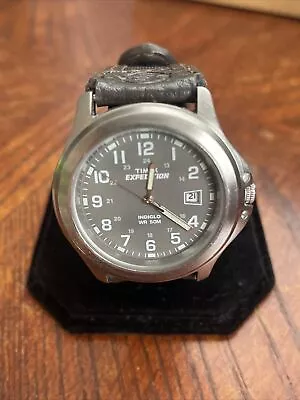 Timex Expedition Indiglo Mens 50m Silver Analog Quartz Watch~Date • $28.99