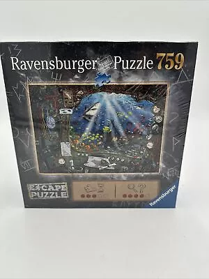 RAVENSBURGER 759 Piece ESCAPE Puzzle 27  X 20  SUBMARINE  SHIP FISH Complete • $17.97